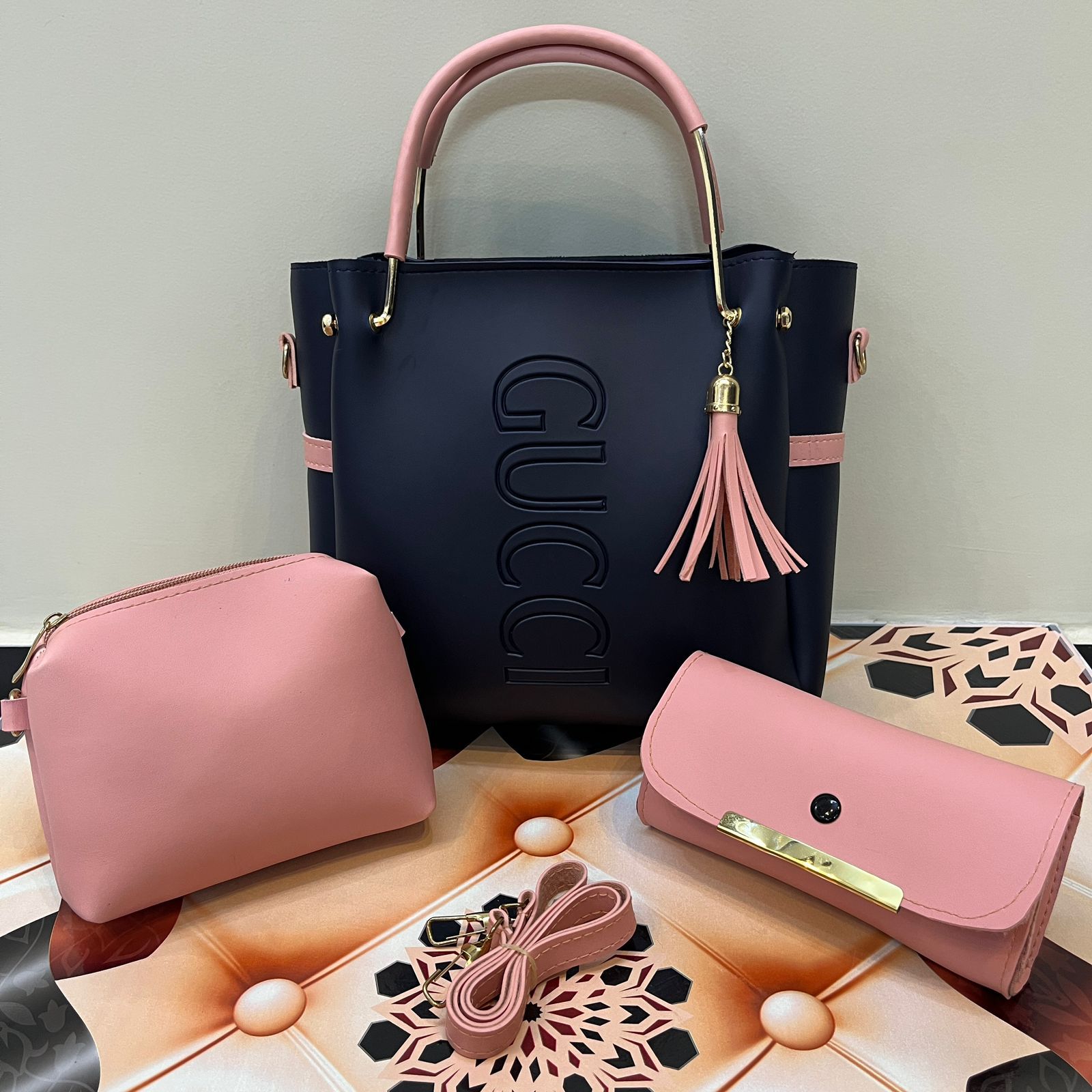 Gucci 3 PC's Set With Cloud Bag And Clutch Wallet - Ishal Design House