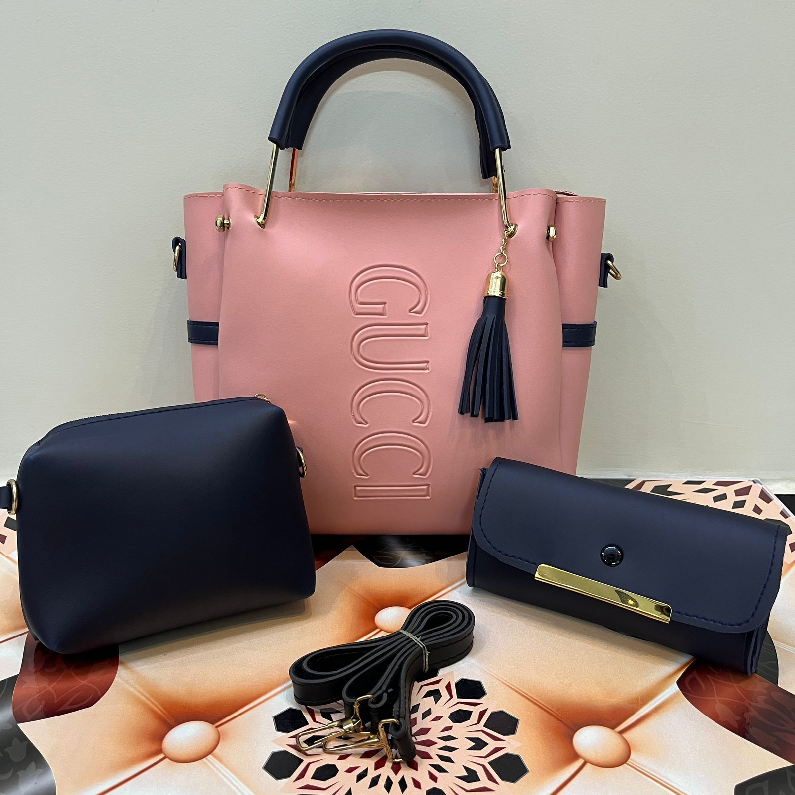 Gucci 3 PC's Set With Cloud Bag And Clutch Wallet - Ishal Design House