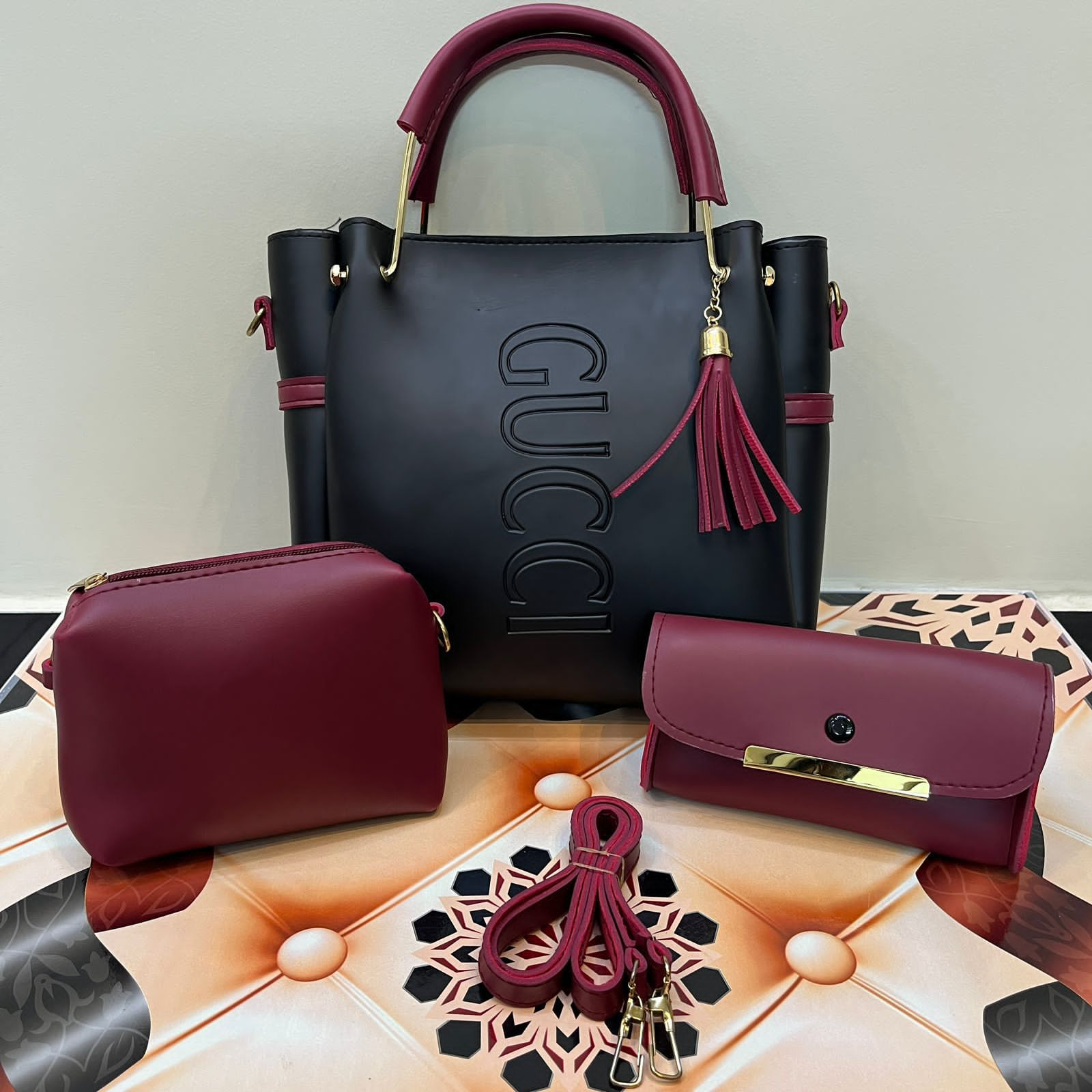 Gucci 3 PC's Set With Cloud Bag And Clutch Wallet - Ishal Design House