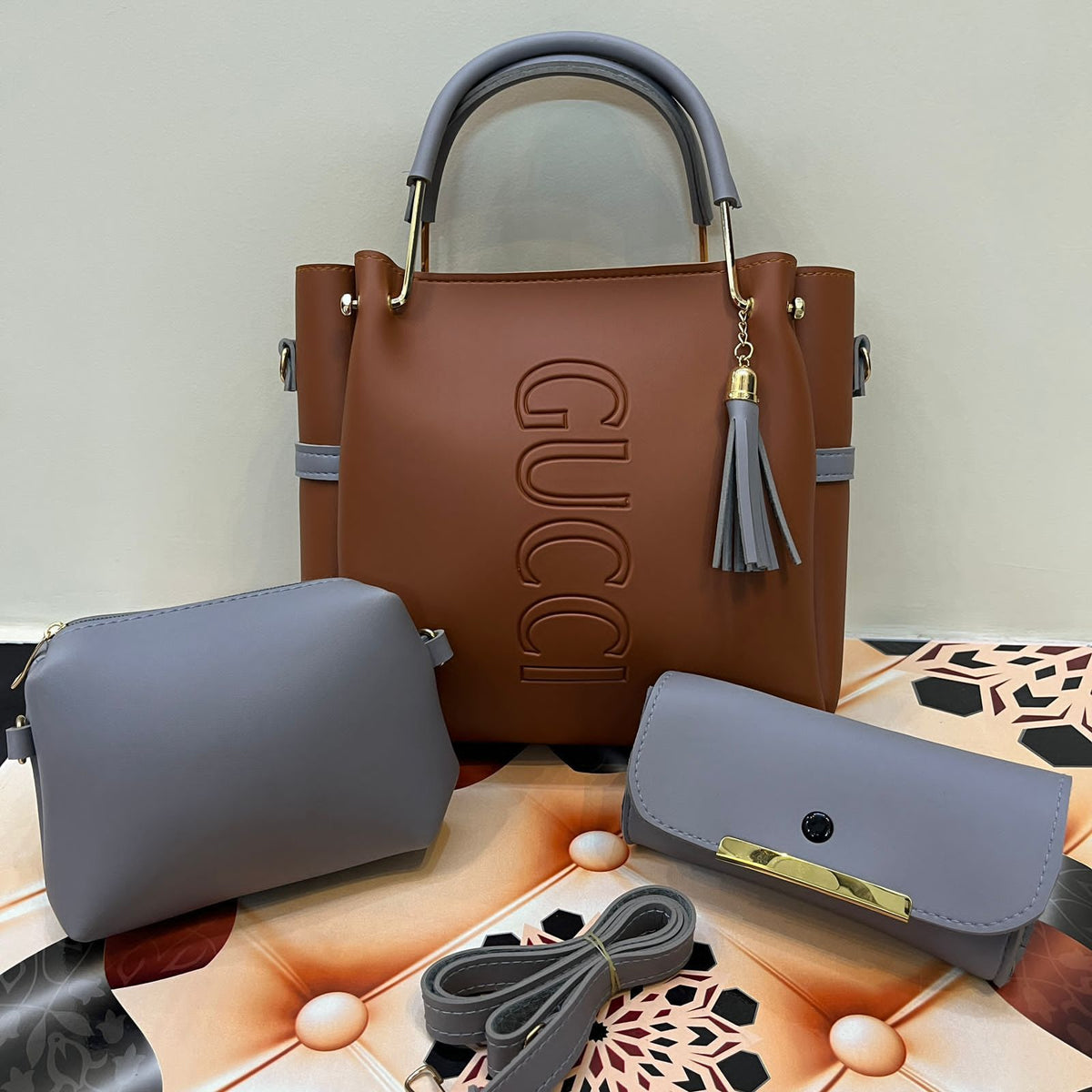 Gucci 3 PC's Set With Cloud Bag And Clutch Wallet - Ishal Design House