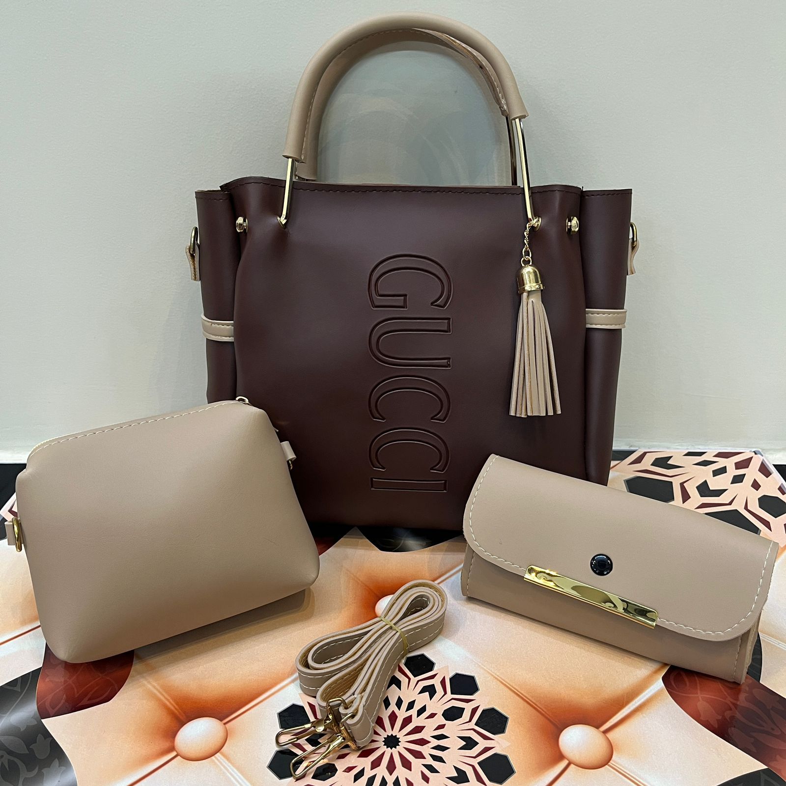 Gucci 3 PC's Set With Cloud Bag And Clutch Wallet - Ishal Design House