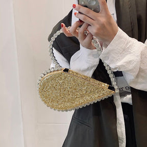 Elegant Teardrop Crystal Handle Clutch